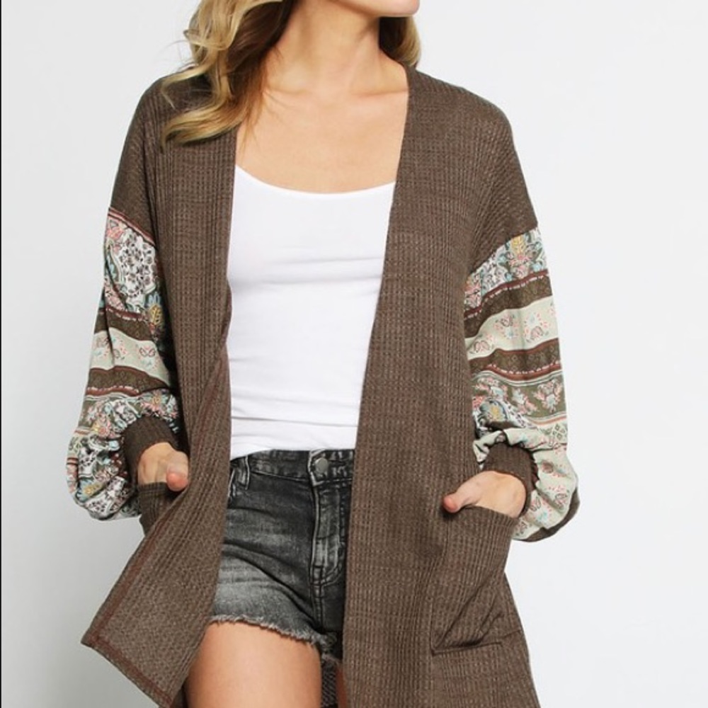 Waffle knit cardigan